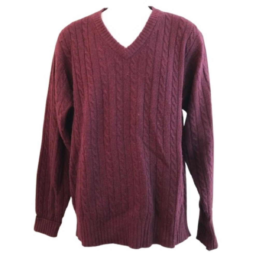 Pendleton burgundy cable knit lambs wool sweater